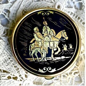 VTG DAMASCENE CERVANTE’S DON QUIXOTE-SANCHO PANZA ~MIDAS OF TOLEDO PILL BOX